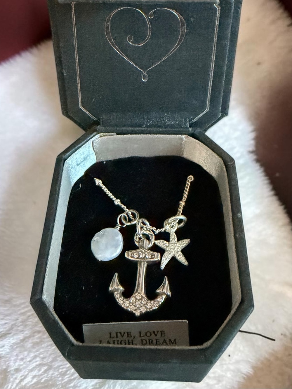 Brighton Silver Anchor, Starfish & Pearl Charm Necklace - Picture 2 of 4